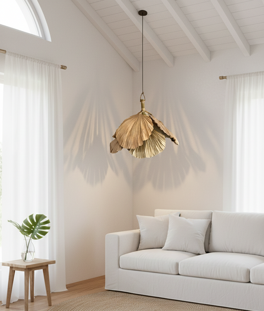 Jia Dia Leaf Fiber Lamp Shade – 24-Inch Sustainable Boho Pendant Light Cover