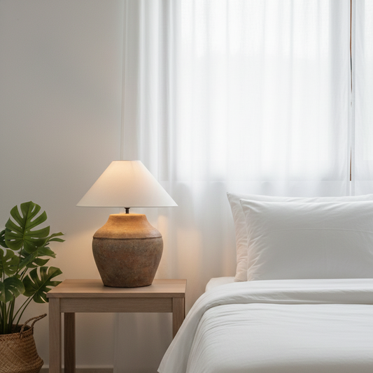 Miranda Earth-Tone Statement Lamp – Minimalist Tropical Series