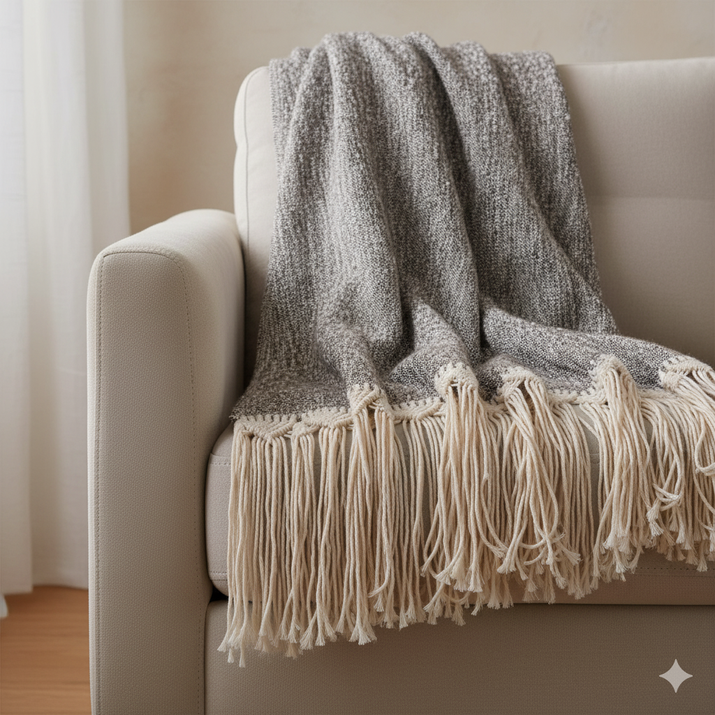 Throw Charcoal Candice Macrame