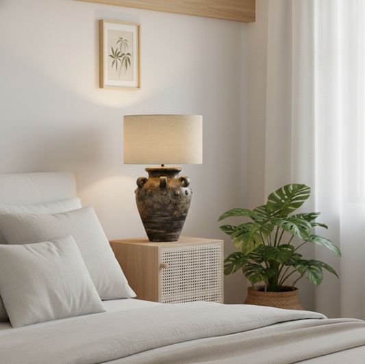 Magnolia Terracotta Table Lamp – Artisanal Minimalist Lighting