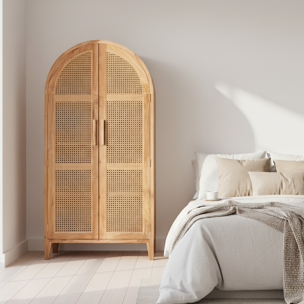 Oslo Rattan Cabinet Curved