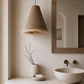 Handwoven Fringe Pendant Light Shade | Handmade Natural Fiber Ceiling Shade from Bali