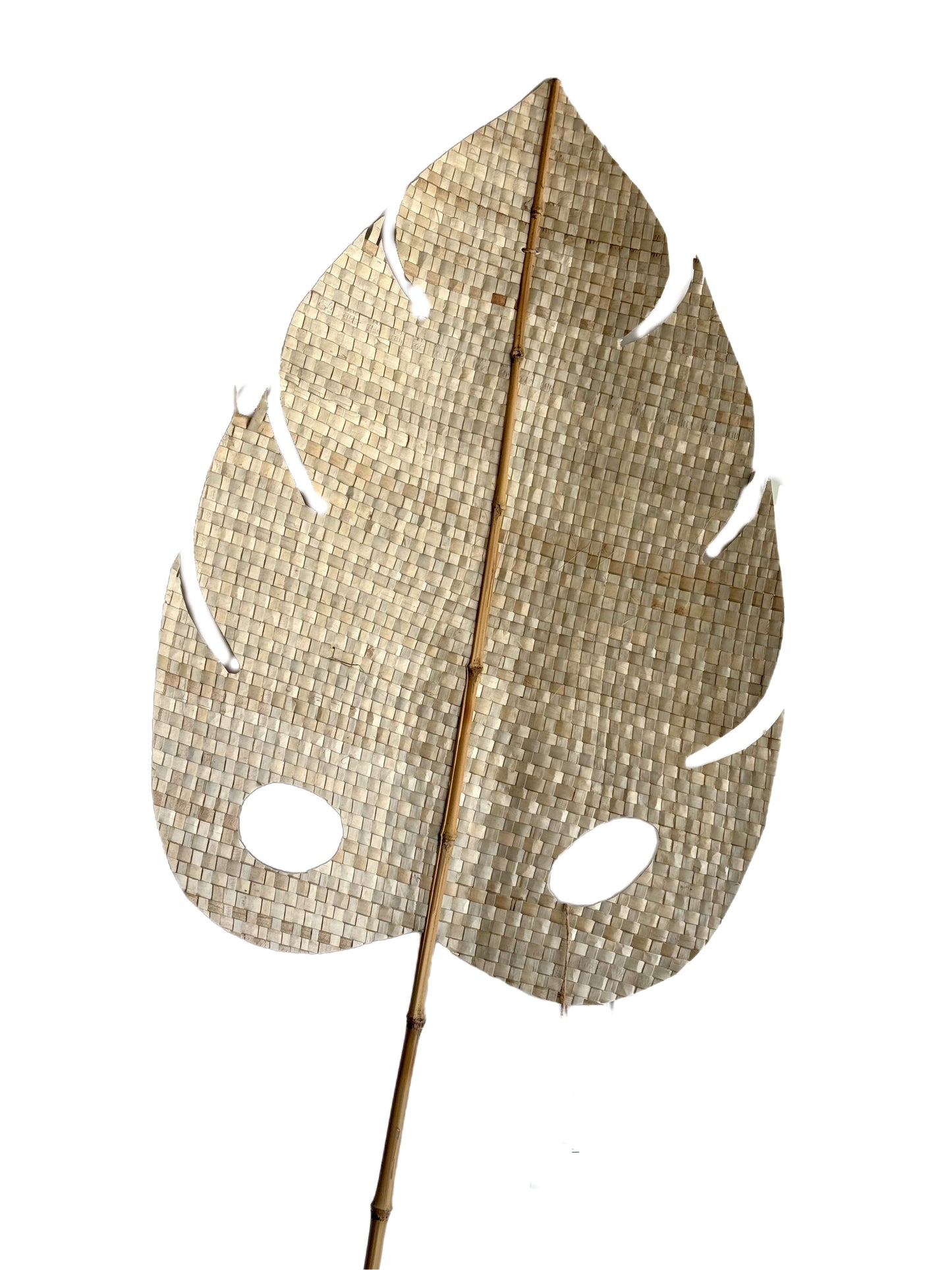 Handmade Decorative Palm Leaf – Natural Woven Wall or Floor Accent with Bamboo Stem