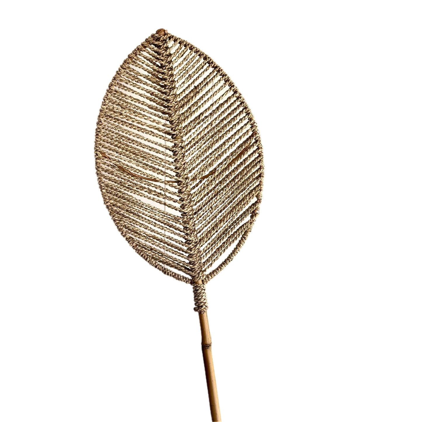 Handmade Decorative Palm Leaf – Natural Woven Wall or Floor Accent with Bamboo Stem