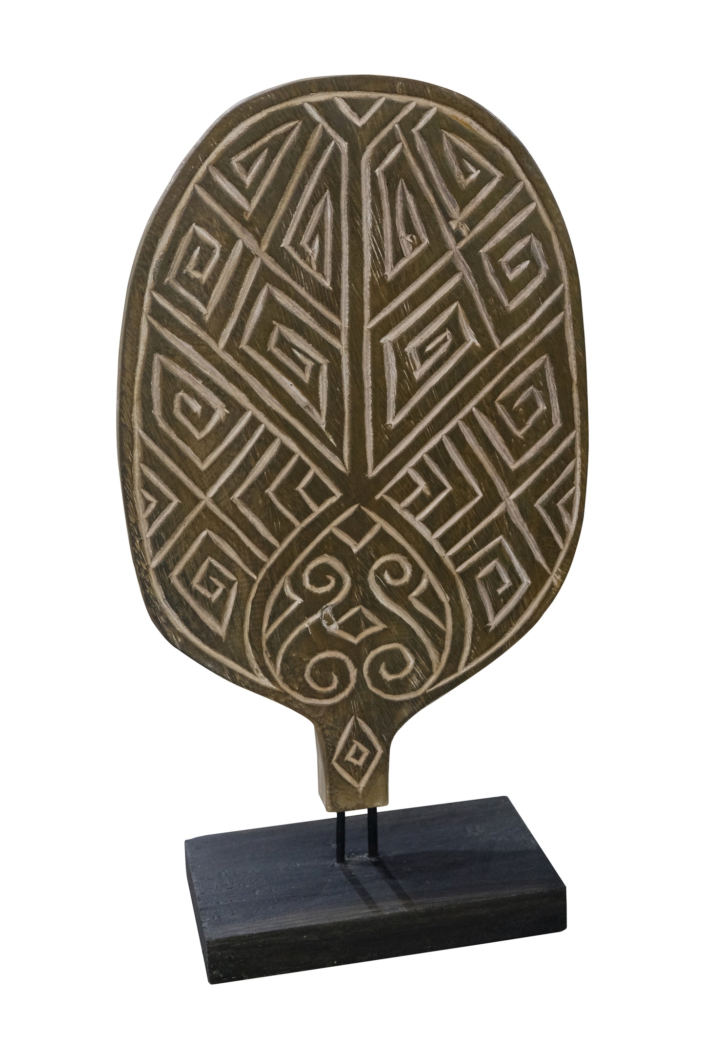 Malani Tribal Deco on Stand – Suarwood Sculpture with Metal Base