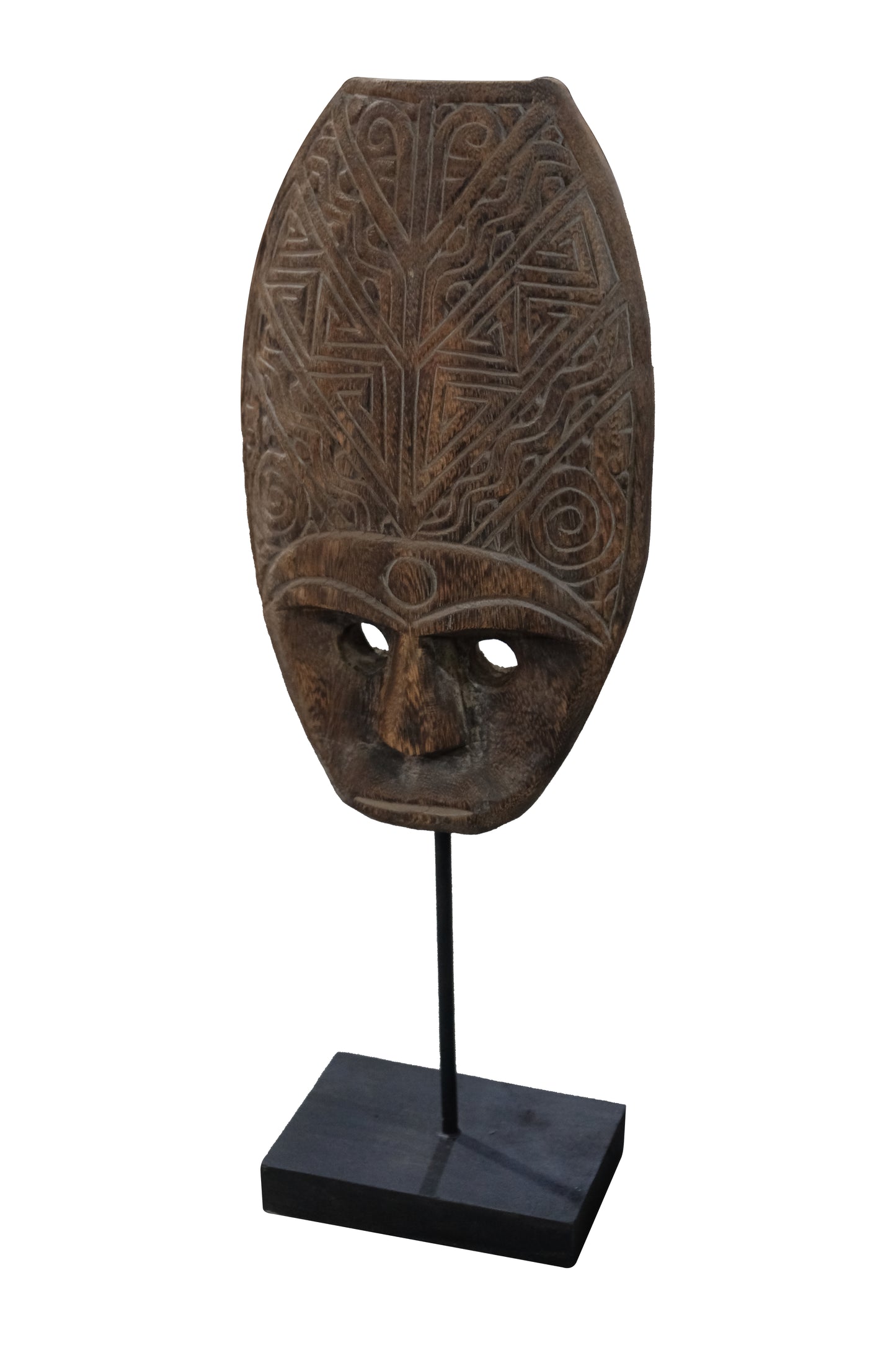 Makai Tribal Deco on Stand – Suarwood Sculpture with Metal Base