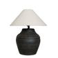 Moira Hand-Etched Terracotta Lamp with Tapered Pedestal Base