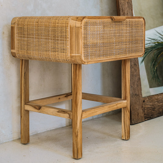 Bedside Table Oslo Rattan Tight Weave