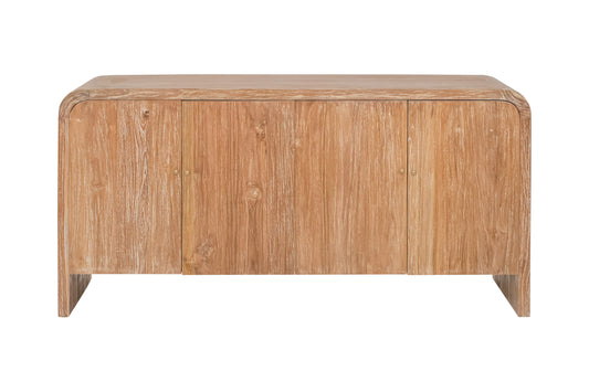 Windsong Solid Teak Wood White Wash Sideboard 4 Doors