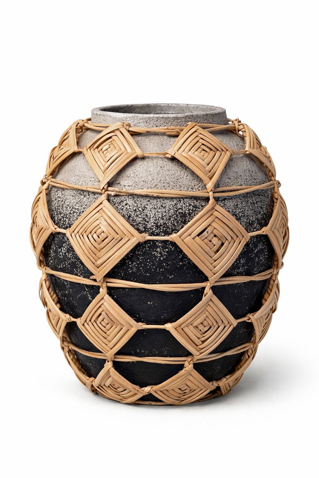 Aylani Handcrafted Terracotta Vase with Woven Details – Artisanal Decorative Accent