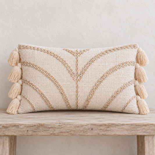 Bindy Leaves Shell Organic Cotton Lumbar Pillow Cover