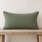 Noa Raw Linen Pillow – Olive Green