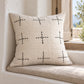 Lalabella Raw Pillow Cushion Cover – White with Black Hand-Stitched Cross