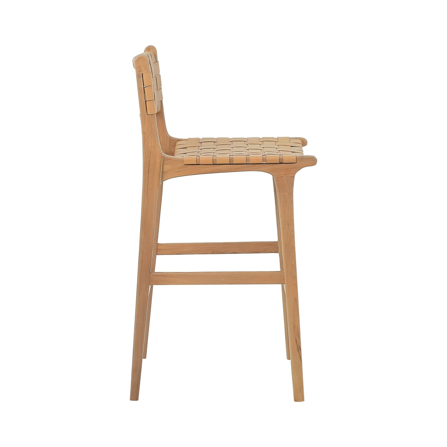 Michigan Bar Chair Solid Teak Wood and Leather Seat