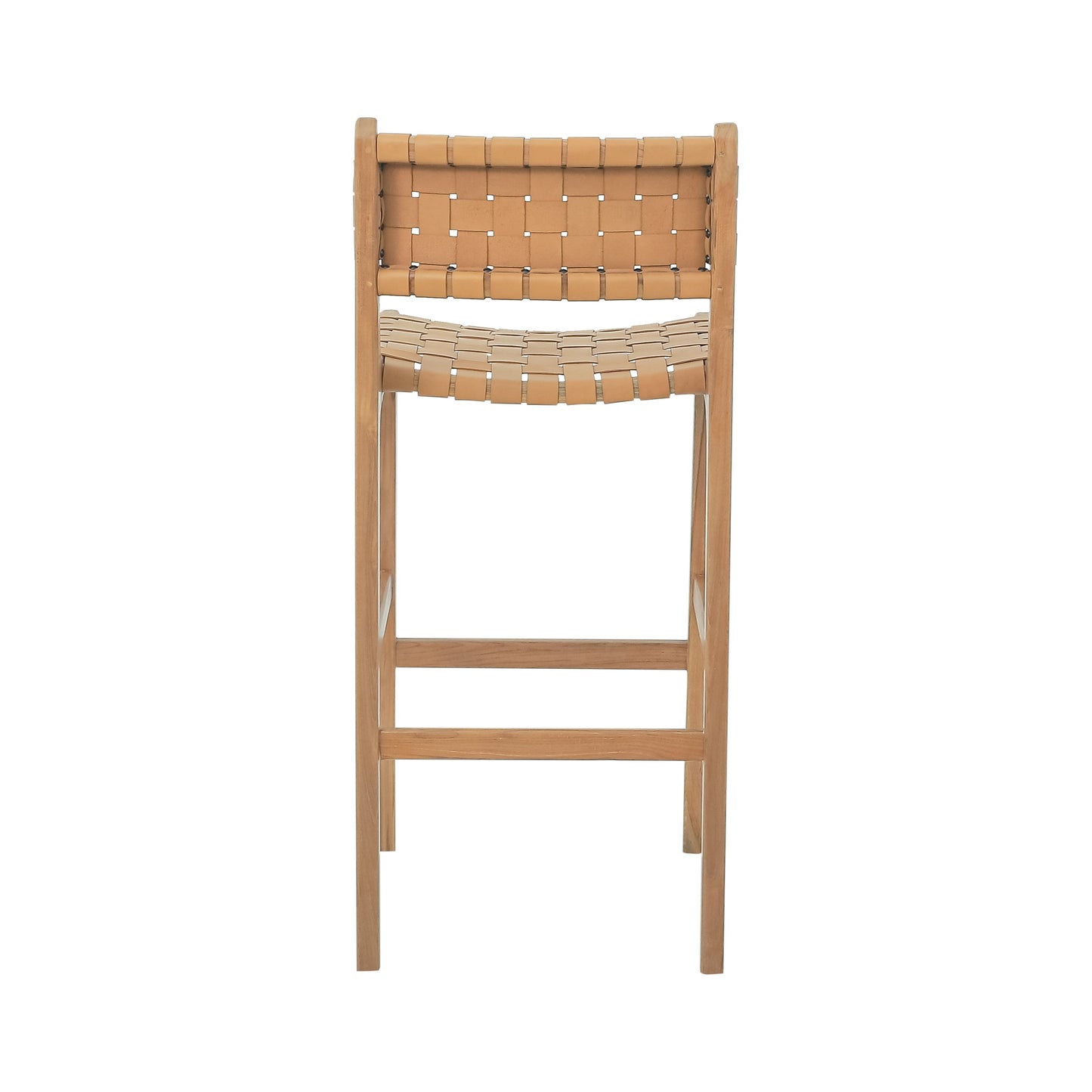 Michigan Bar Chair Solid Teak Wood and Leather Seat