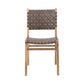 Gatlin Solid Teak Wood and Leather Woven Dining Chair