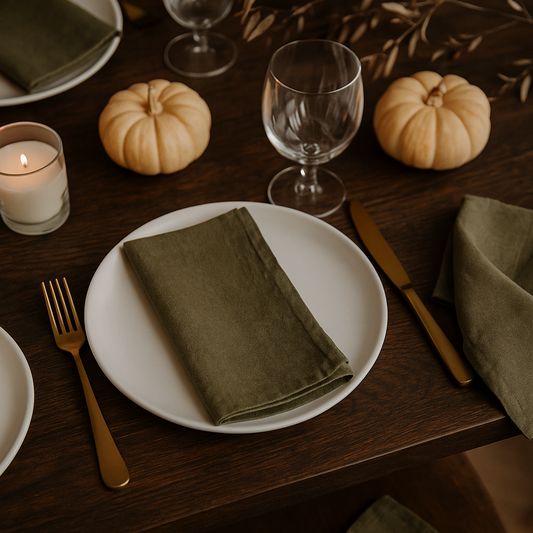 Natural Linen Napkins/Khaki – Set of 2 | 18x18 Inch Cloth Table Napkins | Eco-Friendly Dining Table Decor