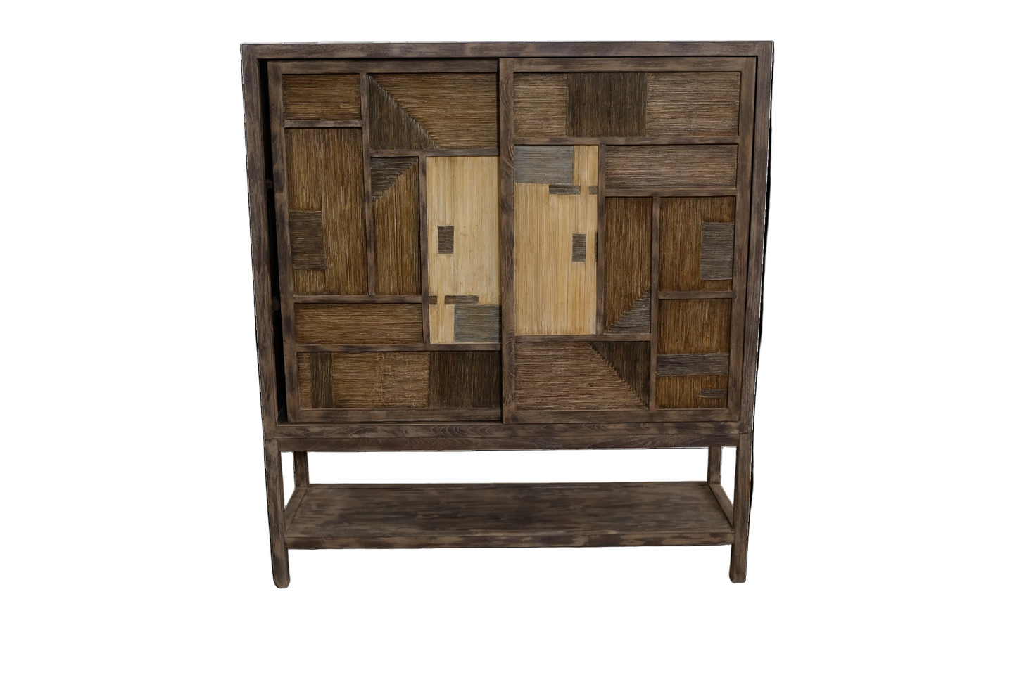 Makoa Solid Teakwood Cabinet with Hand-Woven Rattan Doors