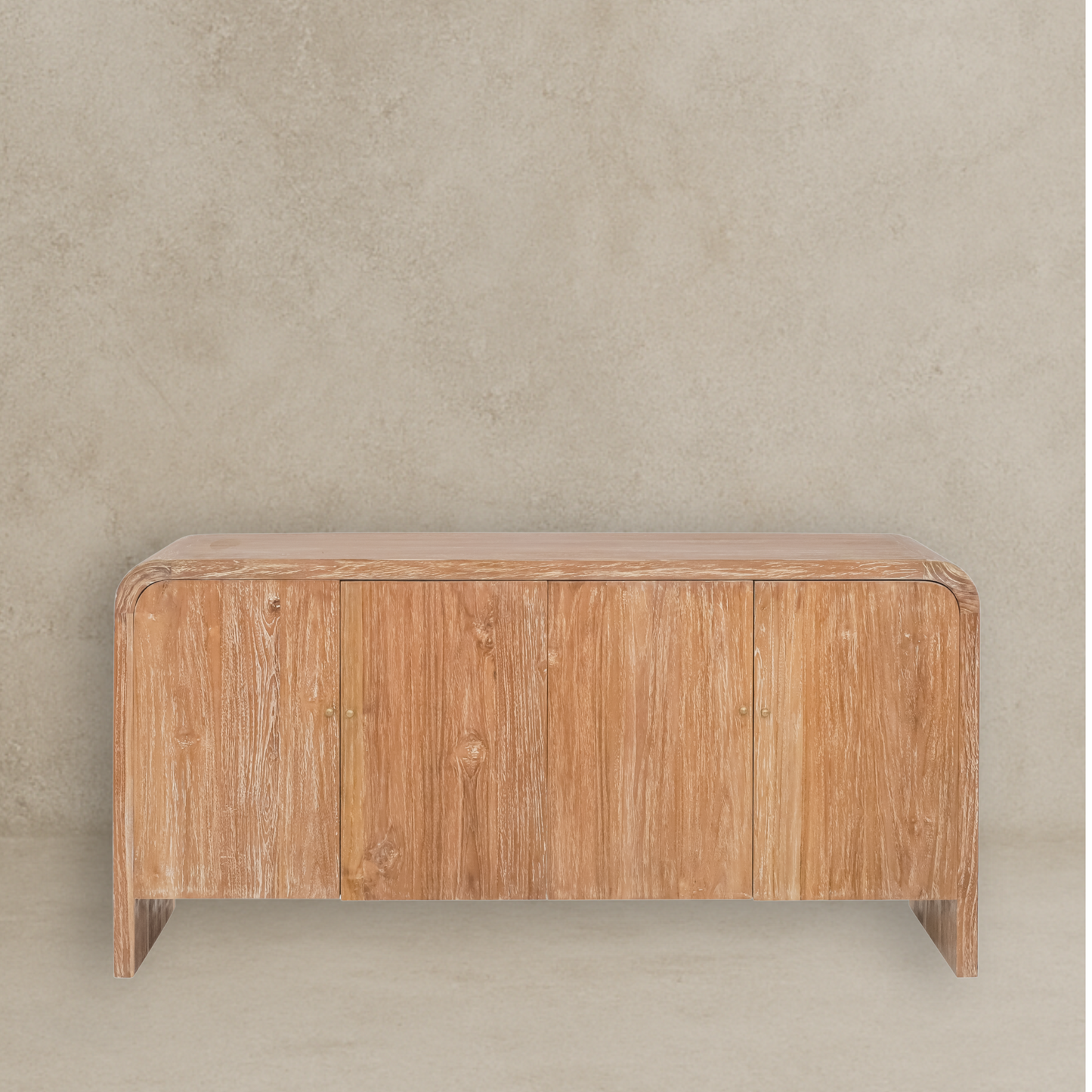 Windsong Solid Teak Wood White Wash Sideboard 4 Doors